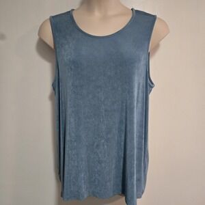 Coldwater Creek Plus Size 1X Dusty Blue Scoop Neck Stretch Knit Tank